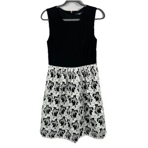 Tommy Hilfiger Dress 6 Black White Fit Flare Party Cocktail Textured Mod Preppy